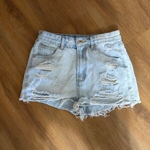 SHEIN Light Blue Distressed Jean Shorts